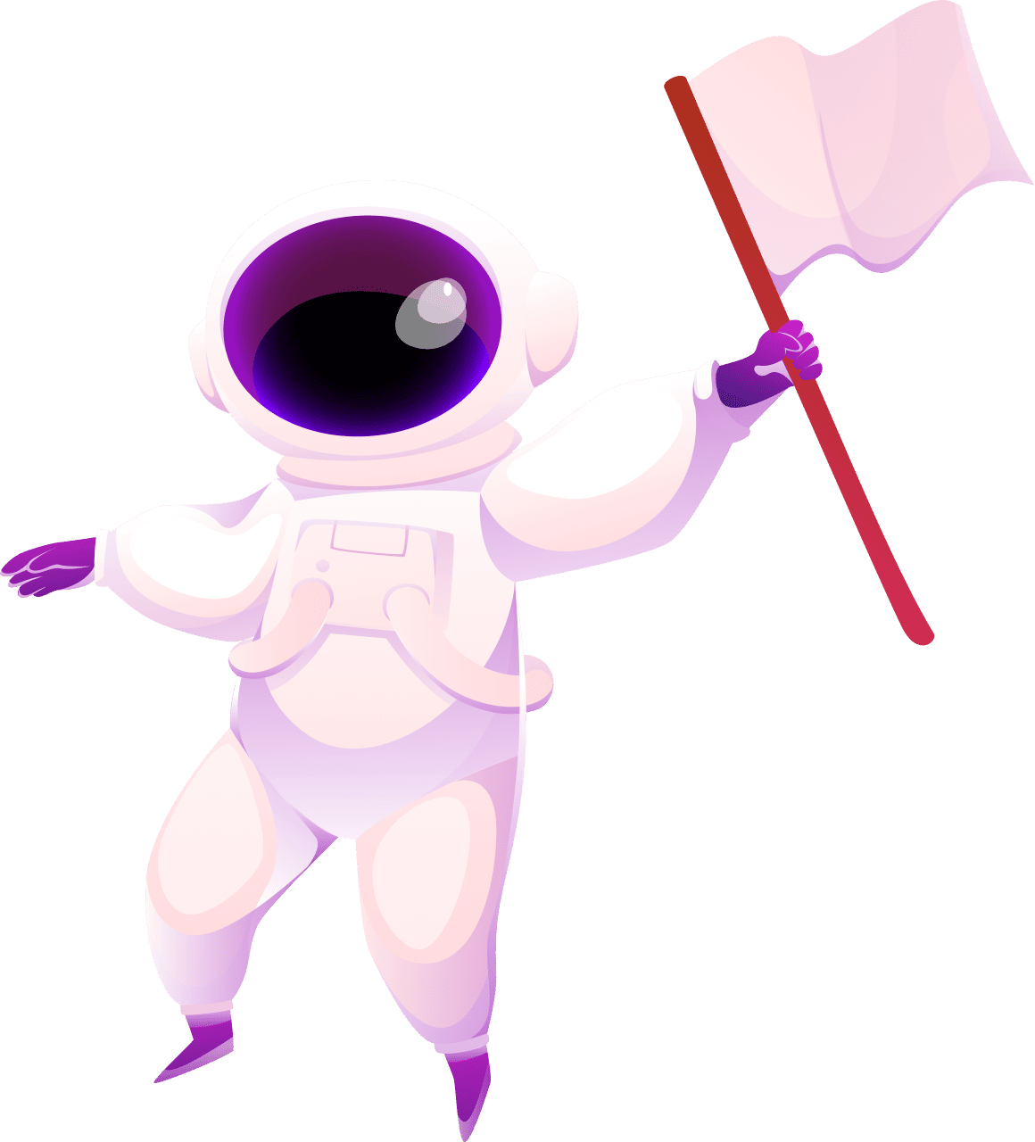 Astronaut holding a flag in space